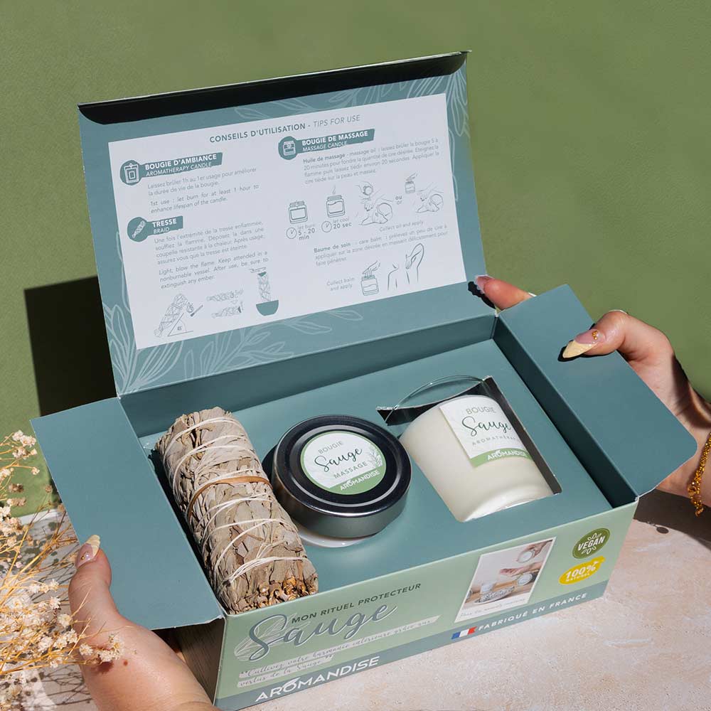 My Protective Ritual Gift Set: Braid and Sage Candles - Aromandise