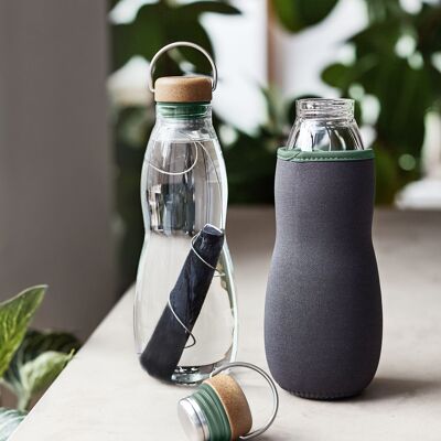 Glass bottle + activated carbon filter + protection - 650ml-Olive