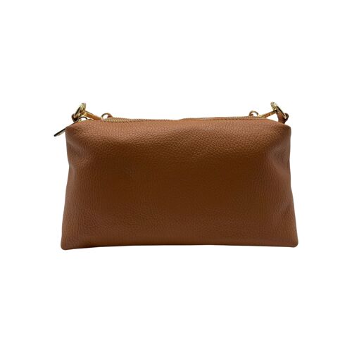 SAC 2 COMPARTIMENT CUIR GRAINE ZOE CAMEL