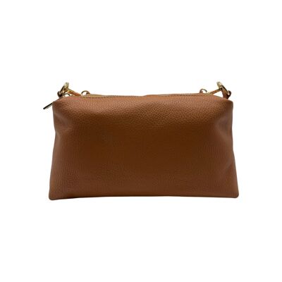 ZOE CAMEL GRAINED LEATHER BAG 2 COMPARTMENT
