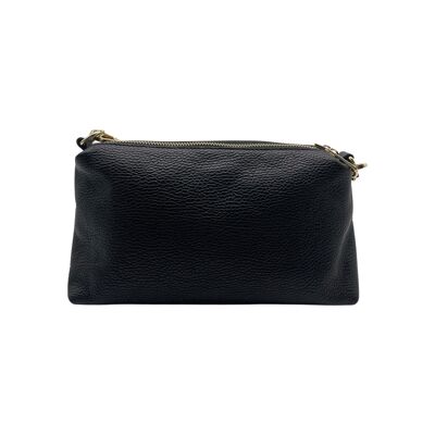 ZOE GRAINED LEATHER BAG 2 COMPARTMENT BLACK