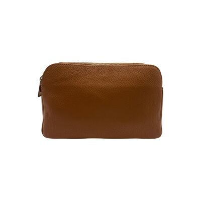 ALESSIA CAMEL GRAINED LEATHER BAG 3 COMPARTMENT