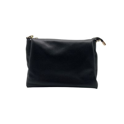 BLACK SOPHIE GRAINED LEATHER 3 COMPARTMENT BAG