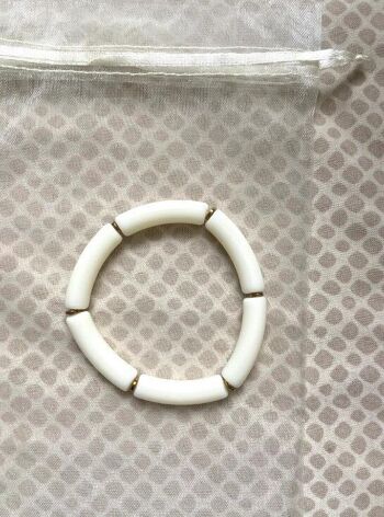 bracelet élastique résine acétate tube épaisseur 0,5 cm mélange de blanc 5
