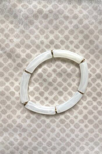bracelet élastique résine acétate tube épaisseur 0,5 cm mélange de blanc 6