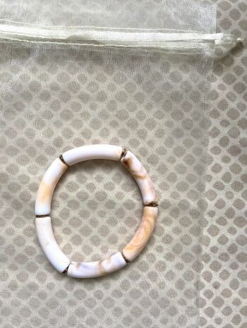 bracelet élastique résine acétate tube épaisseur 0,5 cm mélange de blanc 7