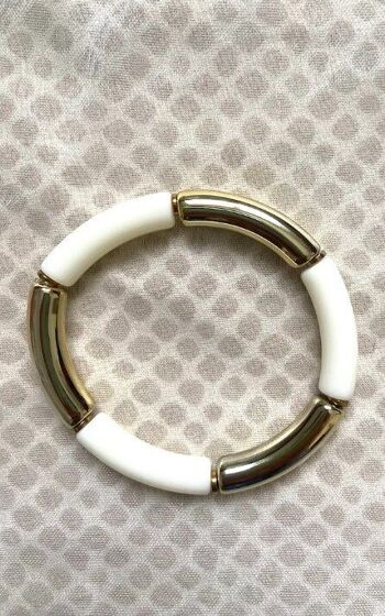 bracelet élastique résine acétate tube épaisseur 0,5 cm mélange de blanc 9
