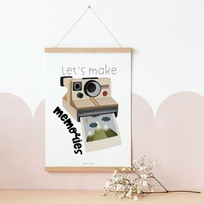 Póster Polaroid Camera Travel - Póster de aventuras "Hagamos recuerdos"