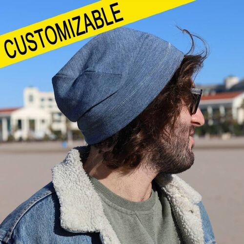 231H Beanie Hat - Recycled Cotton in Washed Denim Color
