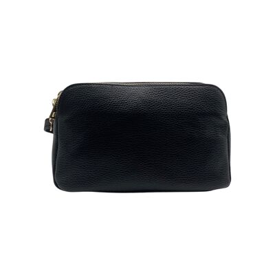 SAC 3 COMPARTIMENT CUIR GRAINE ALESSIA NOIR