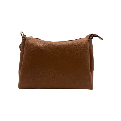 SAC 3 COMPARTIMENT CUIR GRAINE SOPHIE CAMEL