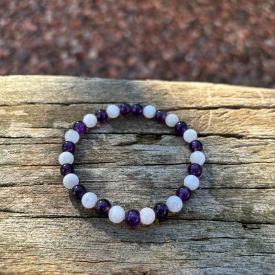 Amethyst and Moonstone lithotherapy bracelet