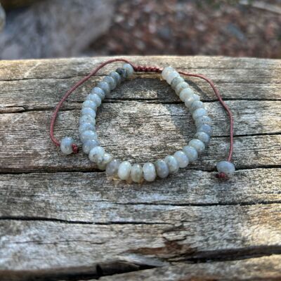 Adjustable Shamballa bracelet, natural Labradorite beads