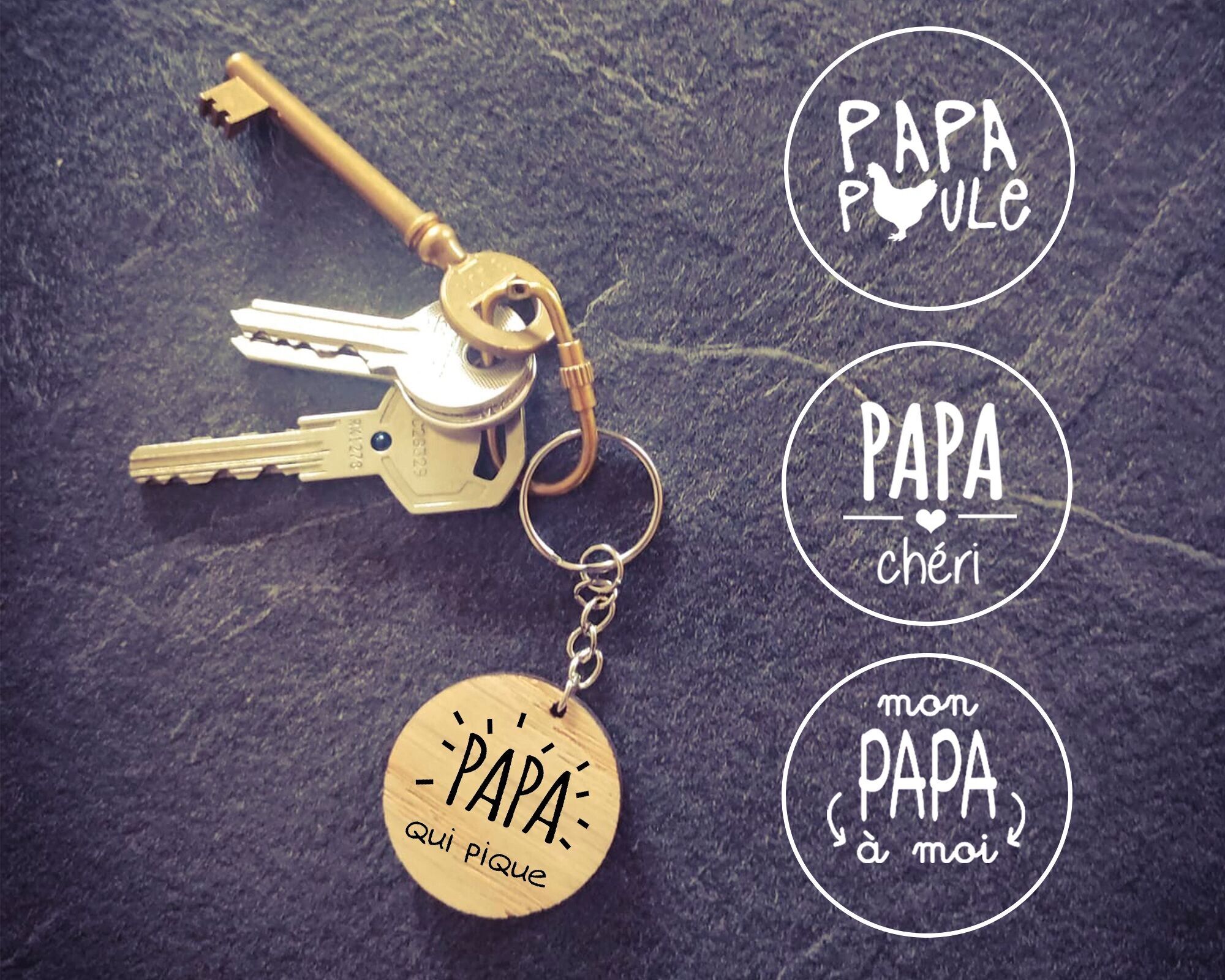 Schlüsselanhänger mit Papa-Mix-4-Logo