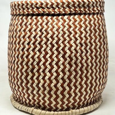 Zig Zag Woven Planter Basket Brown - Malawi