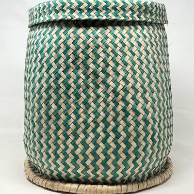 Zig Zag Woven Planter Basket Green - Malawi