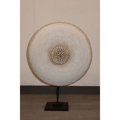 Cameroon Beaded Shield - L - 54cm White 08
