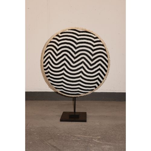 Cameroon Beaded Shield - L - 56cm Black & White 11