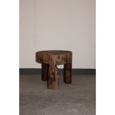 Tabouret/Table d'appoint en bois sculpté à la main - 48.1