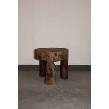 Tabouret/Table d'appoint en bois sculpté à la main - 48.1 1