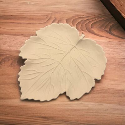 Plat à grandes feuilles de Jesmonite fait à la main - Brun pâle