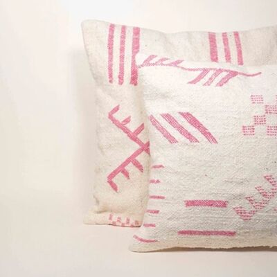 cuscino imbottito in lana rosa e beige 40x40 cm