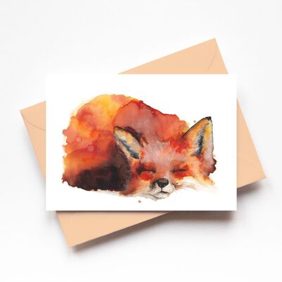 Schlafender Fuchs - Grußkarte