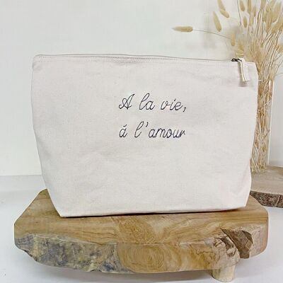 Large personalized organic cotton pencil case