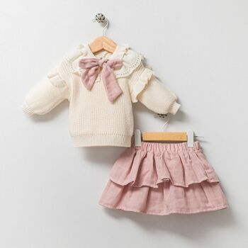 Magnifique ensemble pour fille, un paquet de quatre tailles, avec pull en tricot et jupe à volants, de 0 à 12 mois 3