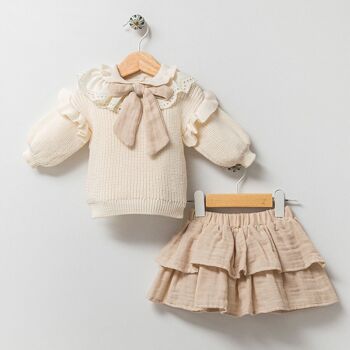 Magnifique ensemble pour fille, un paquet de quatre tailles, avec pull en tricot et jupe à volants, de 0 à 12 mois 5