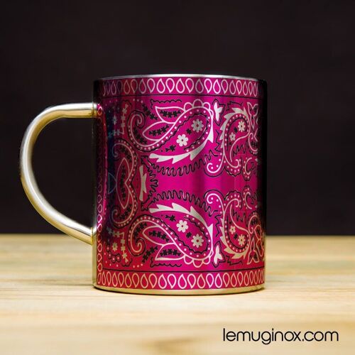 Mug Inox Bandana rose - 23cl - Diamètre 7cm - Hauteur 8cm
