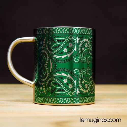 Mug Inox Bandana vert - 23cl - Diamètre 7cm - Hauteur 8cm