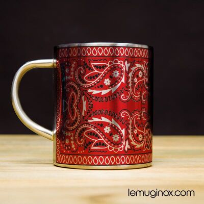 Mug Inox Bandana rouge - 23cl - Diamètre 7cm - Hauteur 8cm