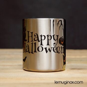 Mug Inox Happy Halloween noir - 23cl - Diamètre 7cm - Hauteur 8cm 2