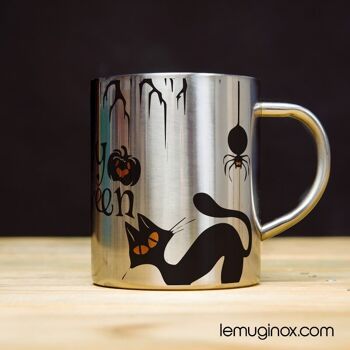 Mug Inox Happy Halloween noir - 23cl - Diamètre 7cm - Hauteur 8cm 3