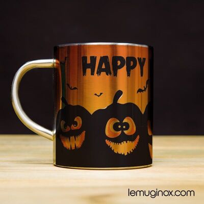 Mug Inox Happy Halloween Monstres - 23cl - Diamètre 7cm - Hauteur 8cm
