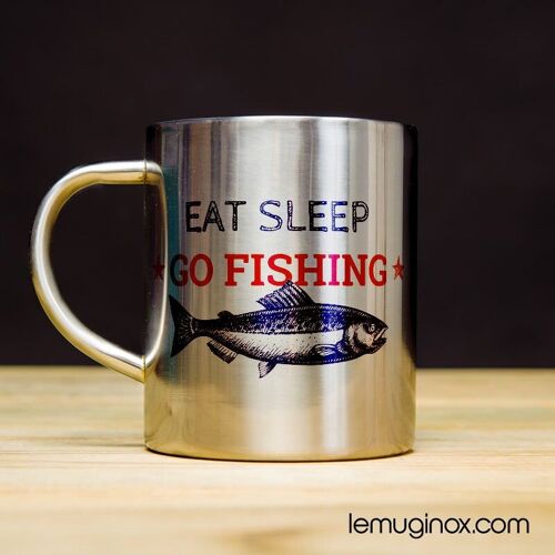 Mug Inox Go fishing - 23cl - Diamètre 7cm - Hauteur 8cm