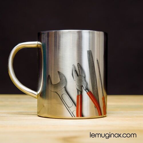 Mug Inox Outils - 23cl - Diamètre 7cm - Hauteur 8cm