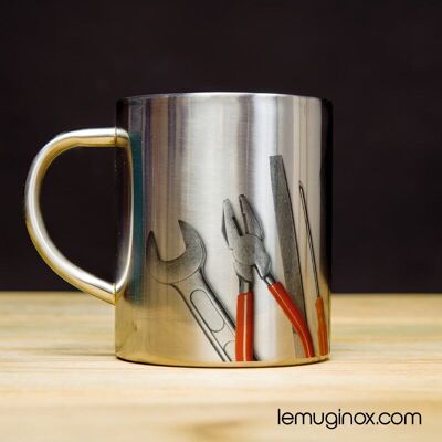 Mug Inox Outils - 32cl - Diamètre 8cm - Hauteur 10cm