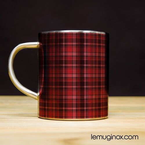 Mug Inox Tartan rouge - 23cl - Diamètre 7cm - Hauteur 8cm