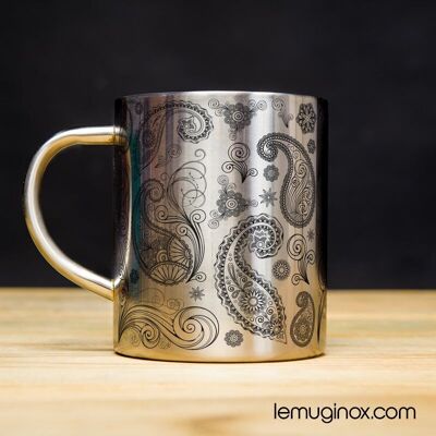 Mug Inox Floral NB - 23cl - Diamètre 7cm - Hauteur 8cm