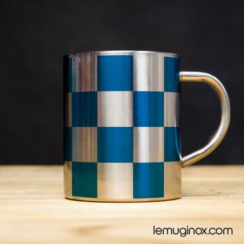 Mug Inox Damier bleu - 23cl - Diamètre 7cm - Hauteur 8cm 2