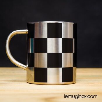 Mug Inox Damier noir - 23cl - Diamètre 7cm - Hauteur 8cm 1