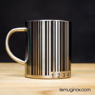 Mug Inox Code barres - 32cl - Diamètre 8cm - Hauteur 10cm