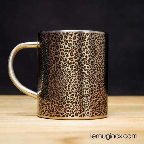 Mug Inox peau de léopard - 23cl - Diamètre 7cm - Hauteur 8cm