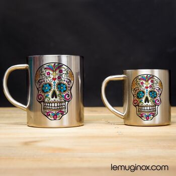 Mug Inox Tête de mort mexicaine - 23cl - Diamètre 7cm - Hauteur 8cm 2