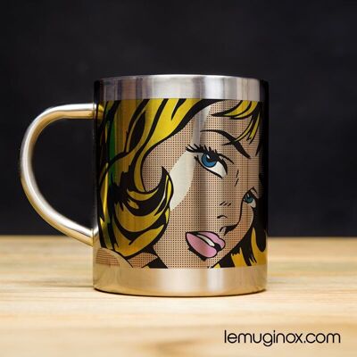 Mug Inox Visage Pop Art - 23cl - Diamètre 7cm - Hauteur 8cm