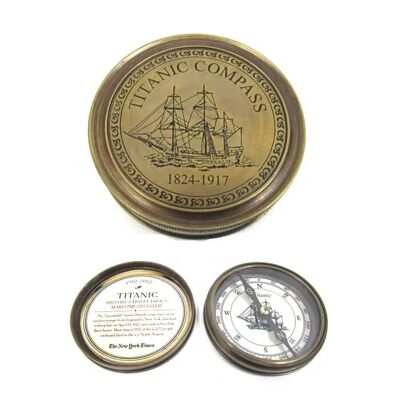 Vintage Style Nautical Brass Pocket Titanic Compass