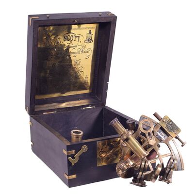 Nautical Brass Sextant in Wooden Marine Gift Box