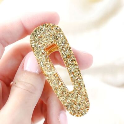 Wide gold glitter triangle hair clip